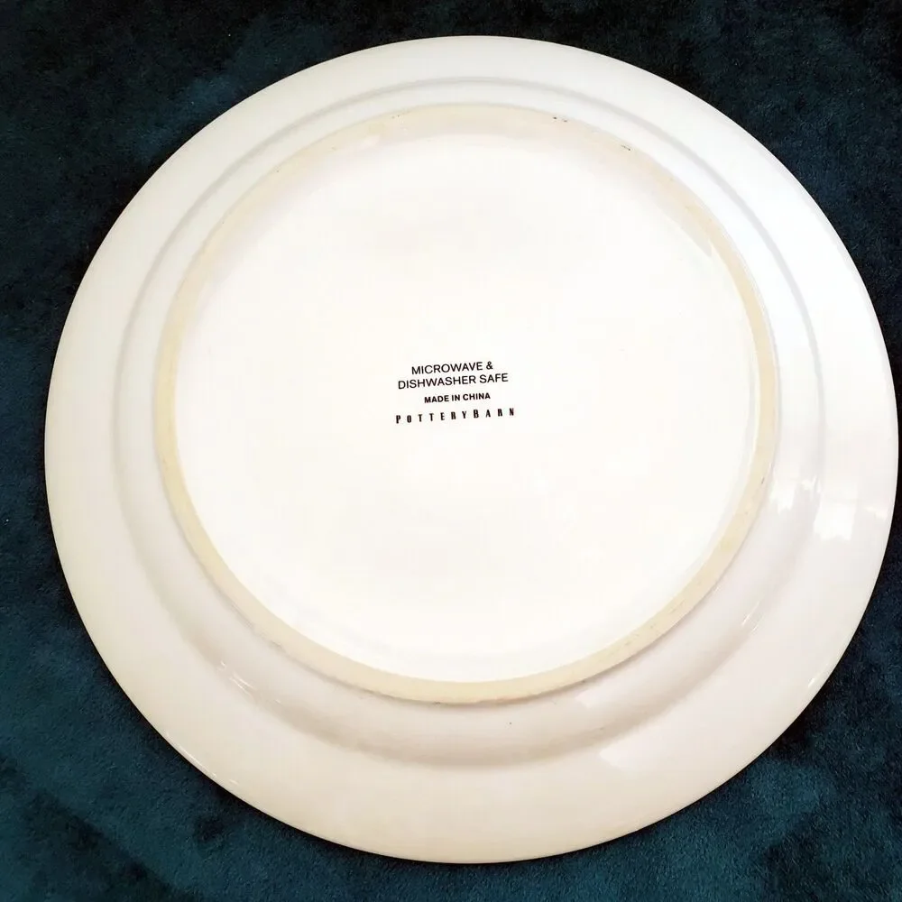 Pottery Barn Hilltop Garden Salad Plate White Bunny Spring Floral Print 8.5